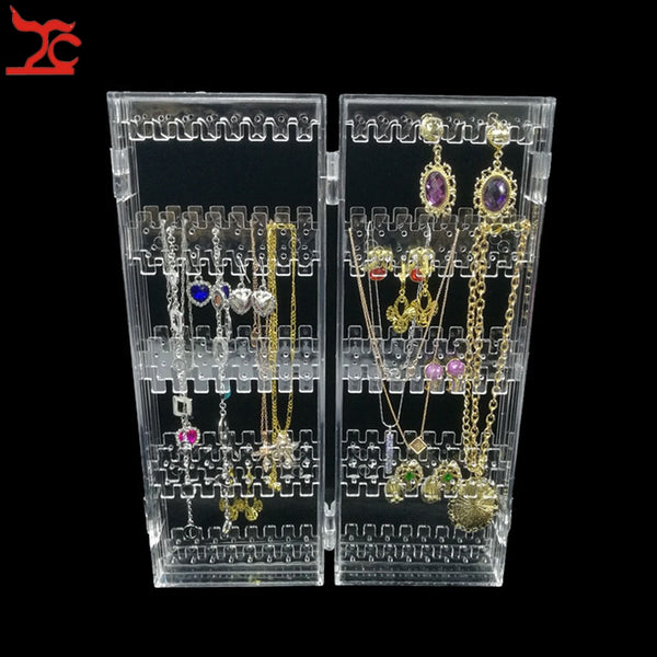 Fold-able 4 Panel Clear Jewelry Organizer