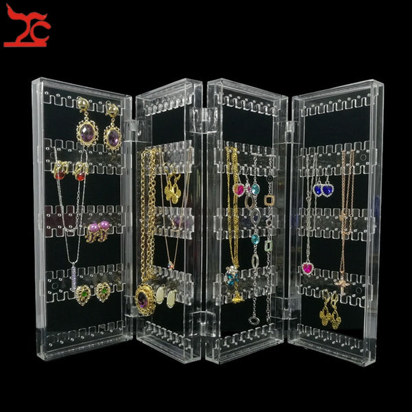 Fold-able 4 Panel Clear Jewelry Organizer