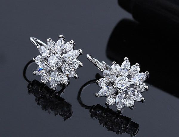 Luxury Crystal Flower Dangle Earrings
