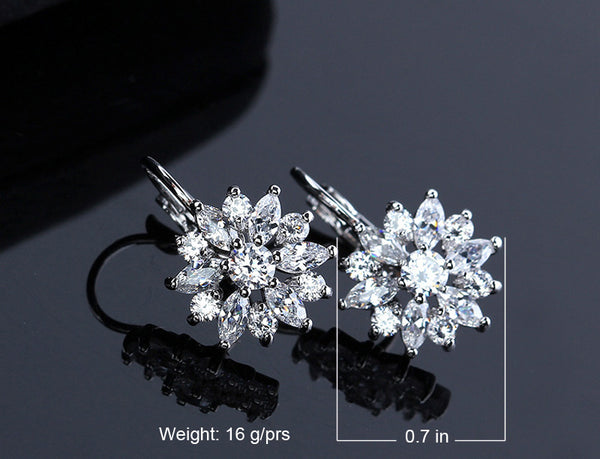 Luxury Crystal Flower Dangle Earrings