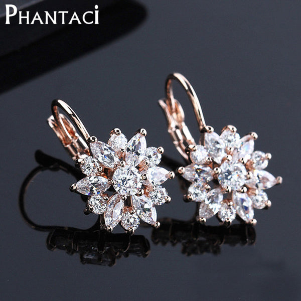 Luxury Crystal Flower Dangle Earrings