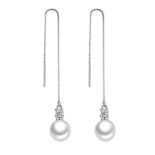 Long Pearl Drop Earrings