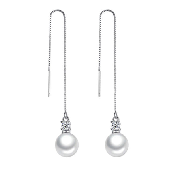 Long Pearl Drop Earrings